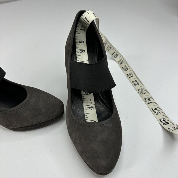 Prada‎ Linea Rossa Women's Dark Gray Mary Jane Suede Wedge Heels EU 37.5 /US 7 - Picture 16 of 17